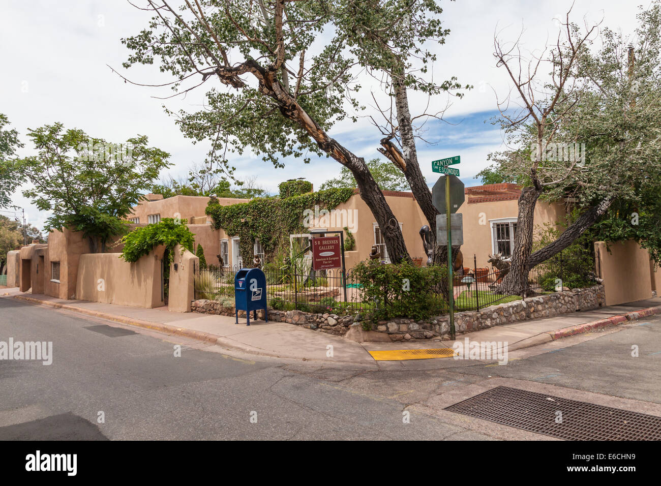 Kunst und Architektur in Santa Fe, New Mexico. Stockfoto