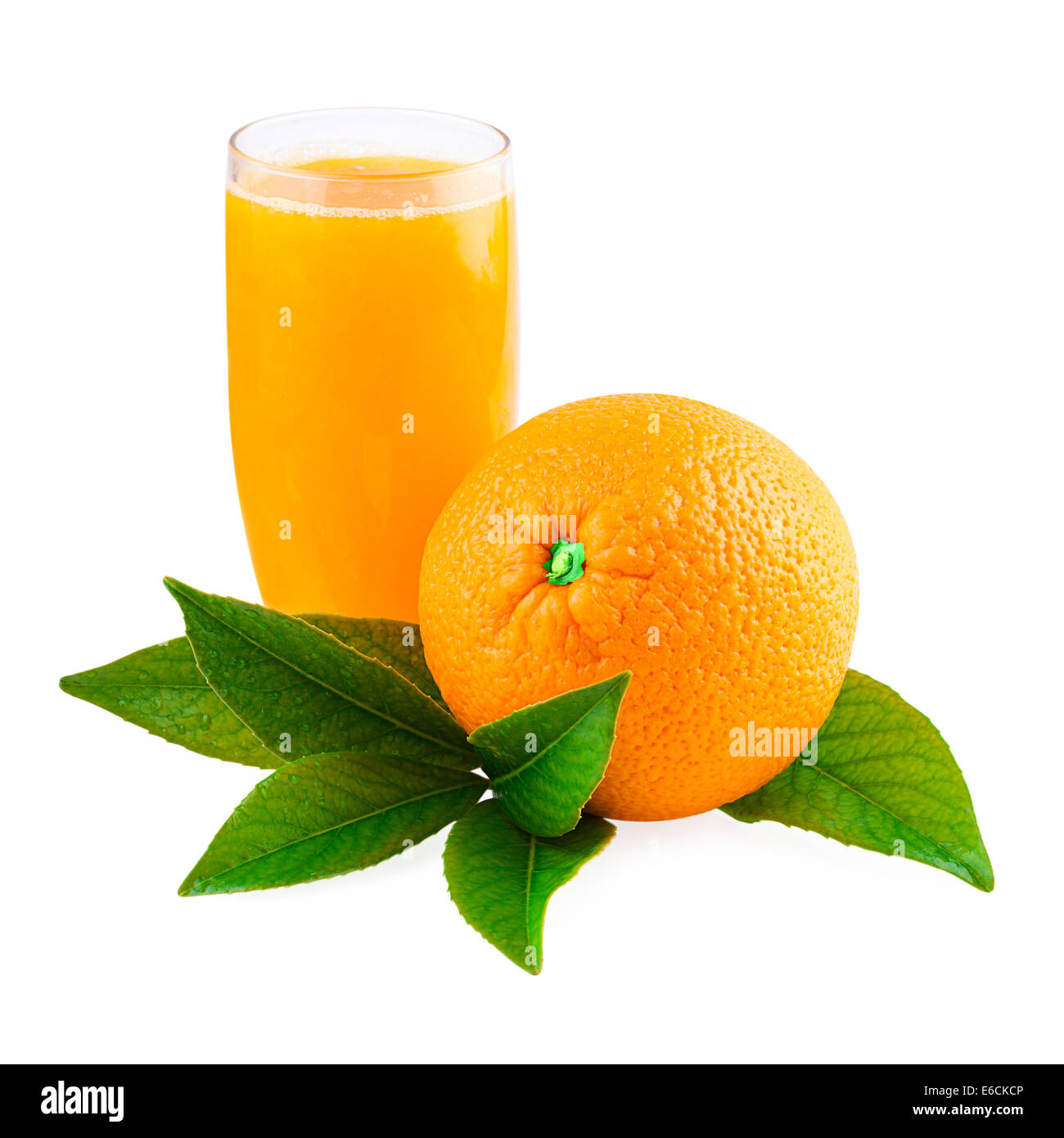 Orangensaft, isoliert auf weiss Stockfoto