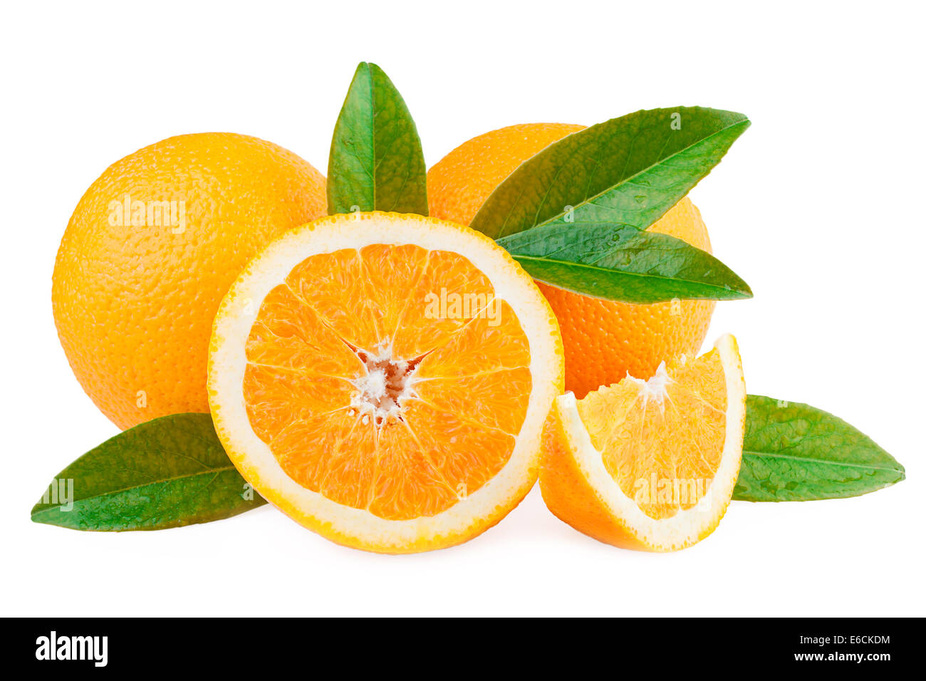 Orangen Früchte über weiß Stockfoto