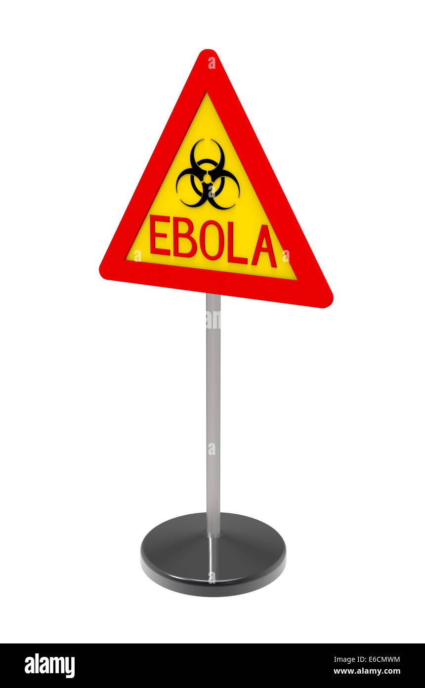 Ebola-Biohazard Zeichen isoliert auf weißem 3d render Stockfoto