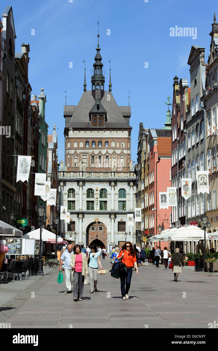 Golden Gate (Brama Zlota), Ul.Dluga und Gefängnis Turm in Danzig, Polen, Europa Stockfoto