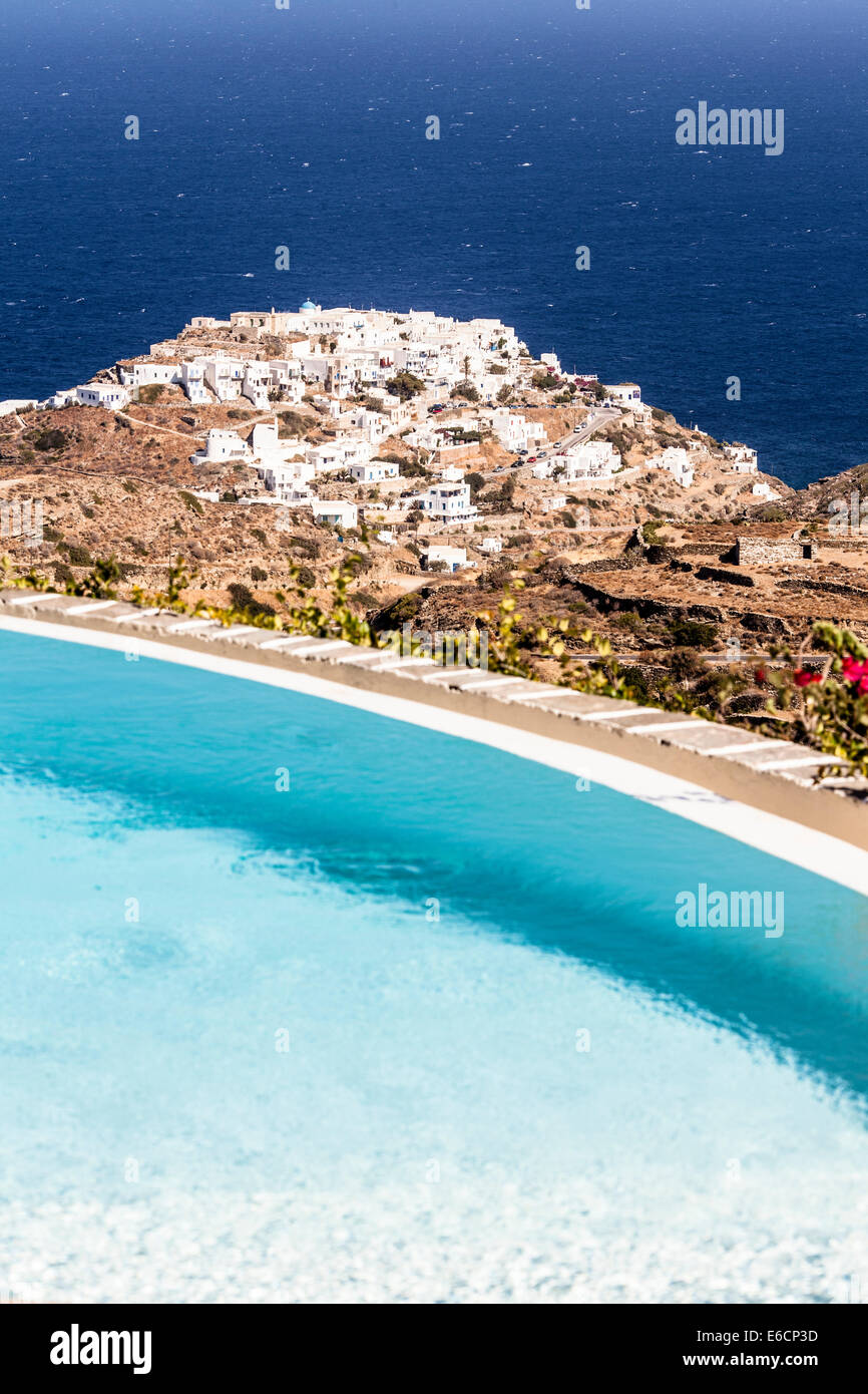 Blick auf das Dorf Kastro in Sifnos Stockfoto