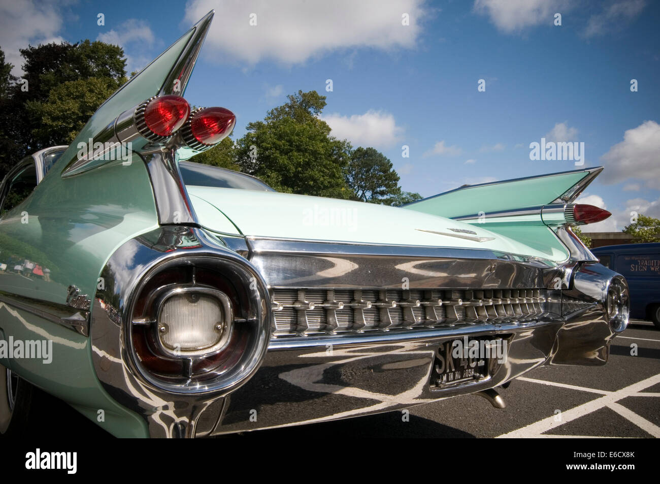 1959 Cadillac Caddy 59 50er Jahre fünfziger Jahre neunzehn genieteten Auto Autos amerikanische uns klassische Coupé de Ville Fin flossen Chrom verchromt Stockfoto