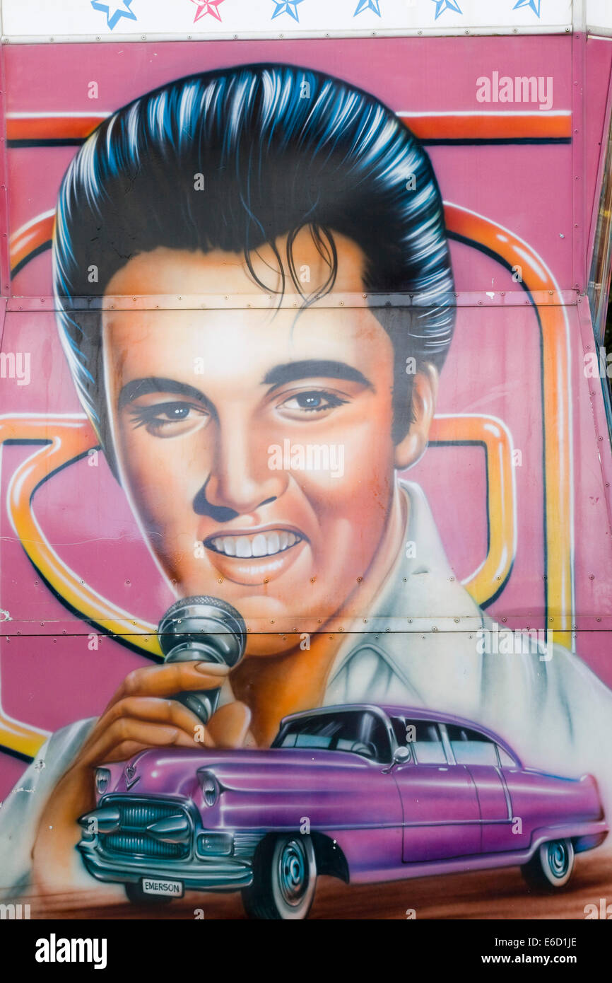 Elvis Presley, gebürstet auf einem Lkw Stockfoto