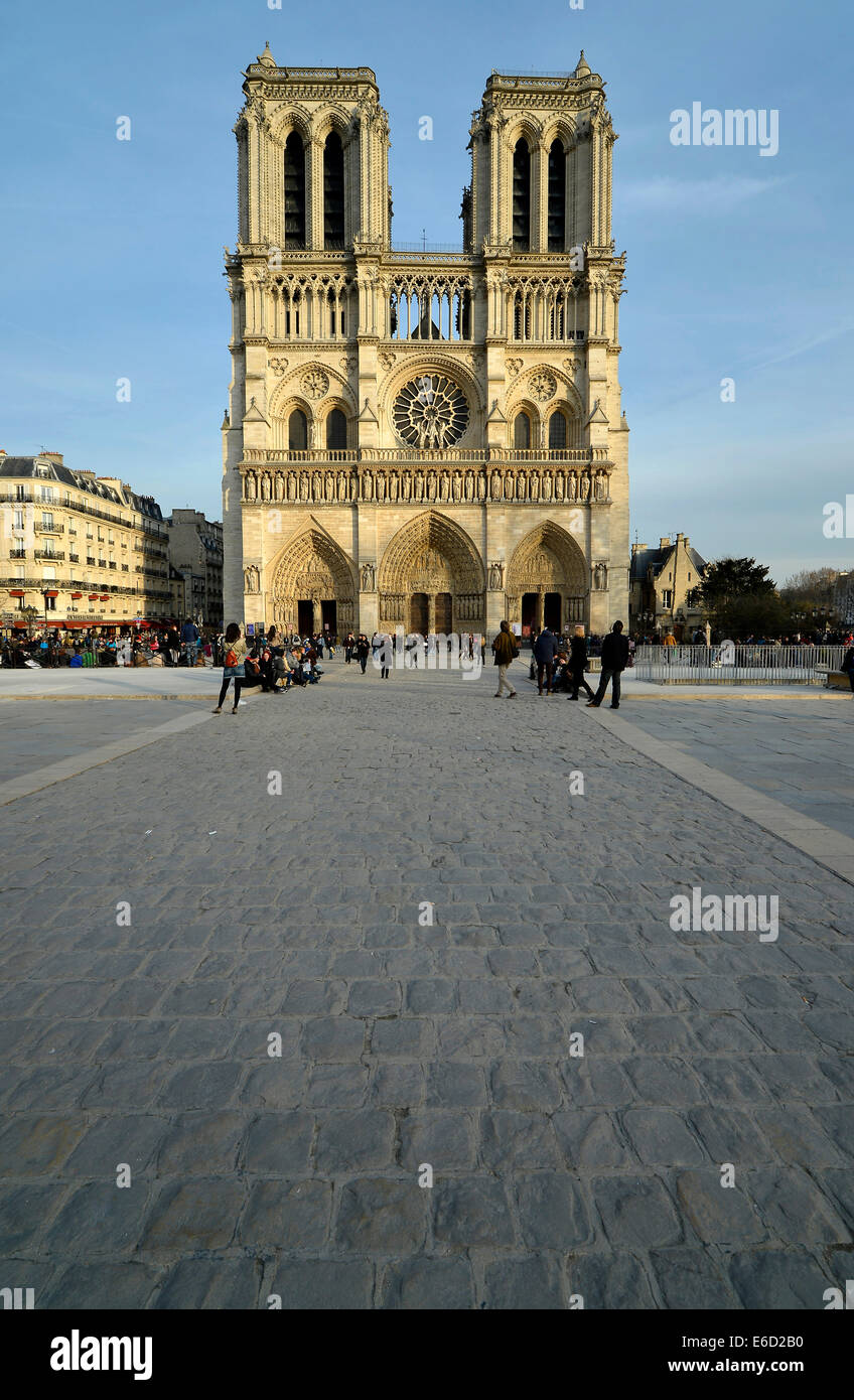 West Fassade, Kathedrale von Notre-Dame de Paris, Île De La Cité, Paris, Île-de-France, Frankreich Stockfoto