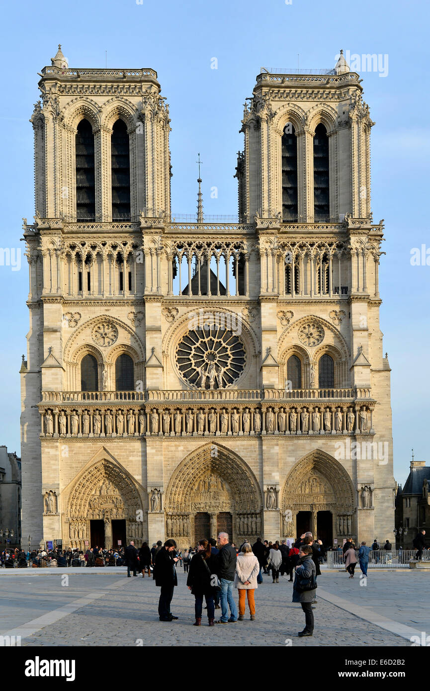 West Fassade, Kathedrale von Notre-Dame de Paris, Île De La Cité, Paris, Île-de-France, Frankreich Stockfoto