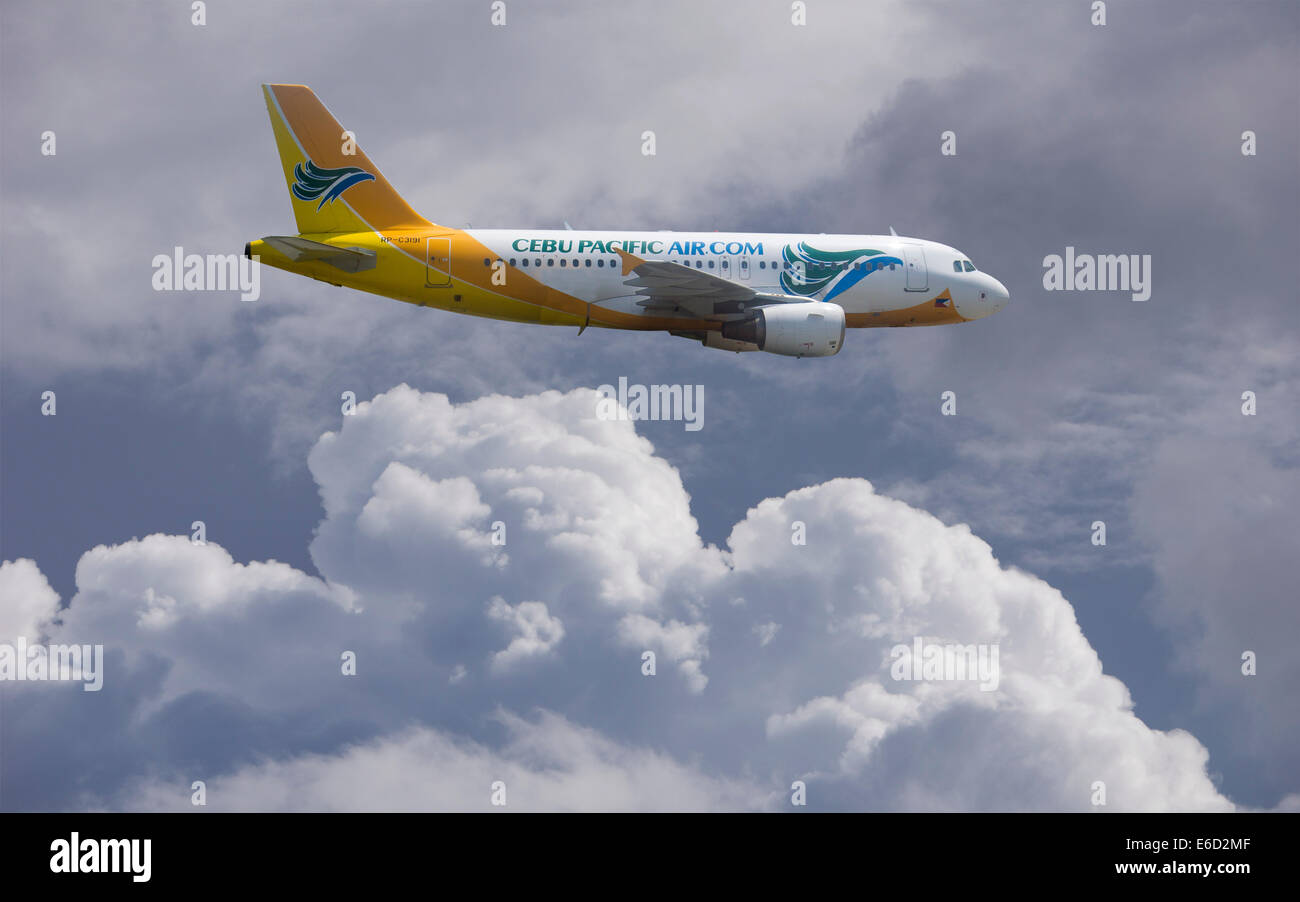 RP-C 3191 CEBU Pacific Air Airbus A319 im Flug, Philippinen Stockfoto