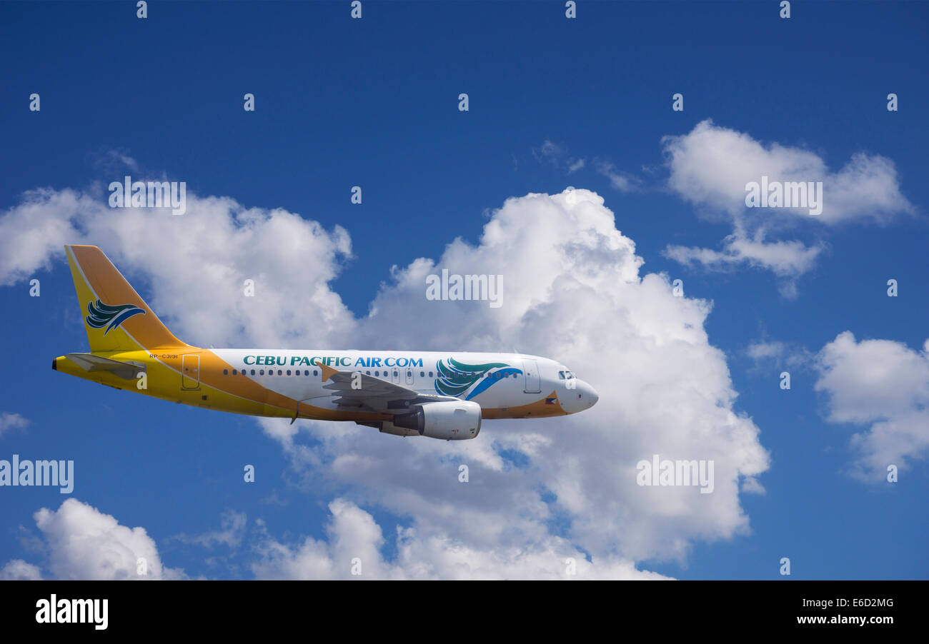 RP-C 3191 CEBU Pacific Air Airbus A319 im Flug, Philippinen Stockfoto