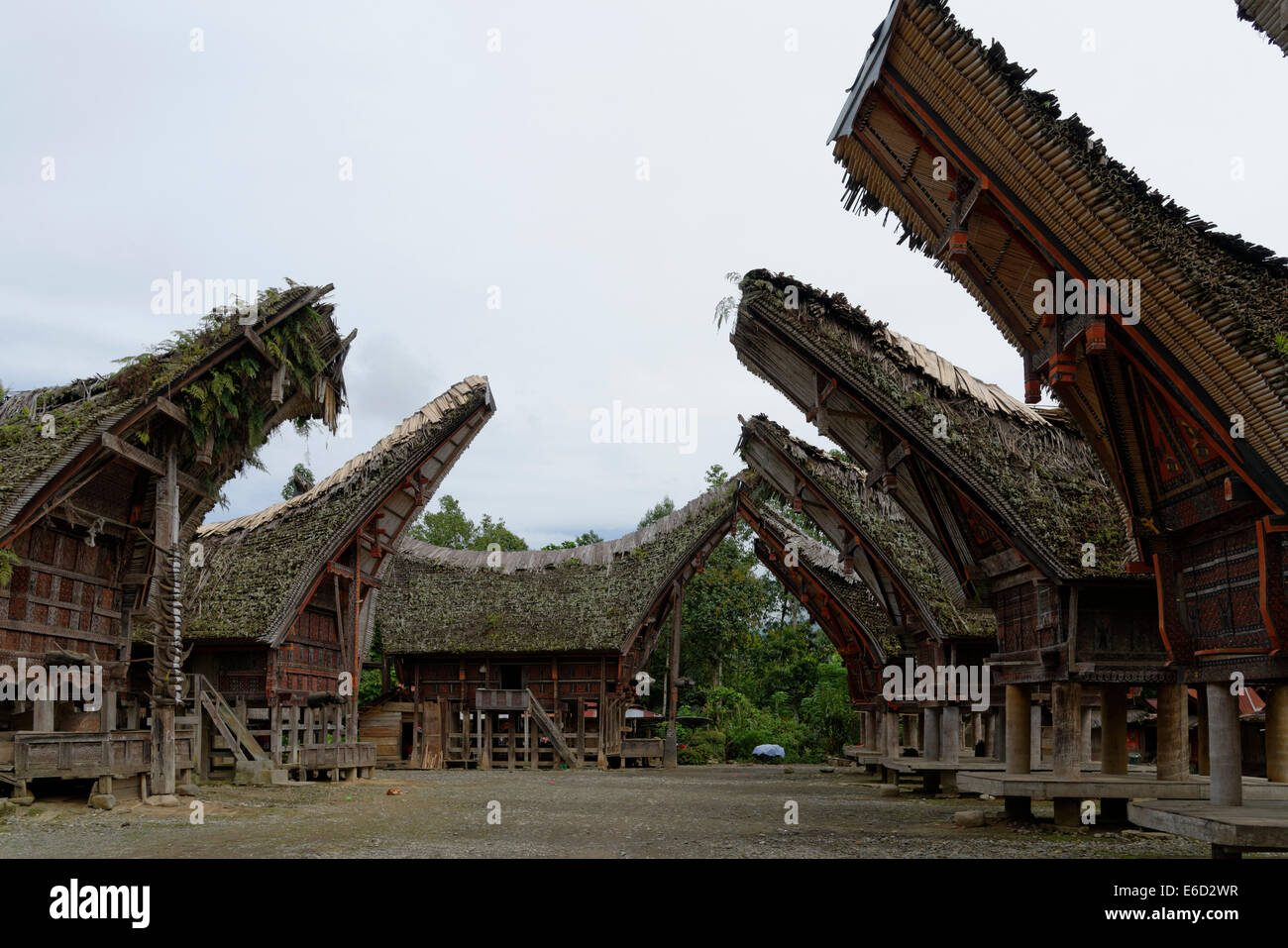 Traditionelle tongkonan storage Häuser, Dorf palawa, rantepao, Sulawesi Selatan, Indonesien Stockfoto