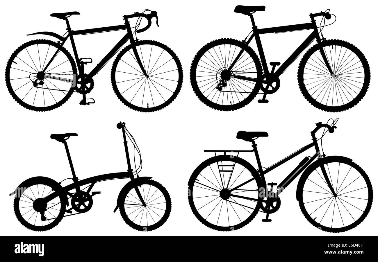 Reihe von detaillierten bearbeitbares Vektor generische Fahrrad Silhouetten Stock Vektor
