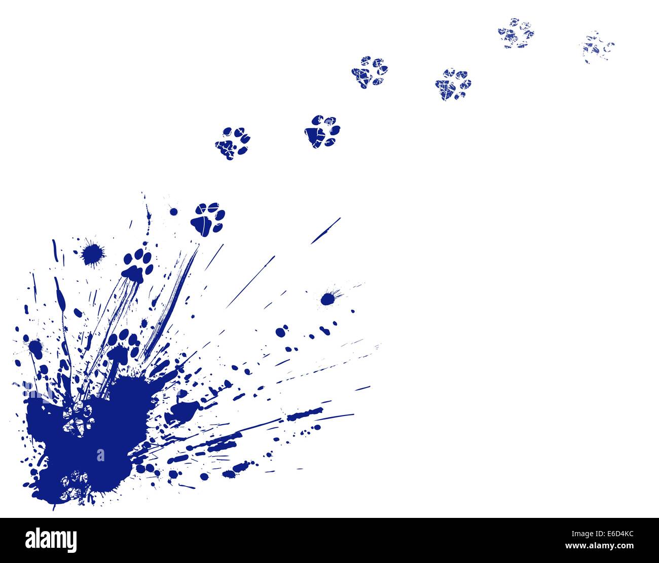 Bearbeitbares Vektor-Illustration einer Druckfarbe zu verschütten und Katze pawprints Stock Vektor