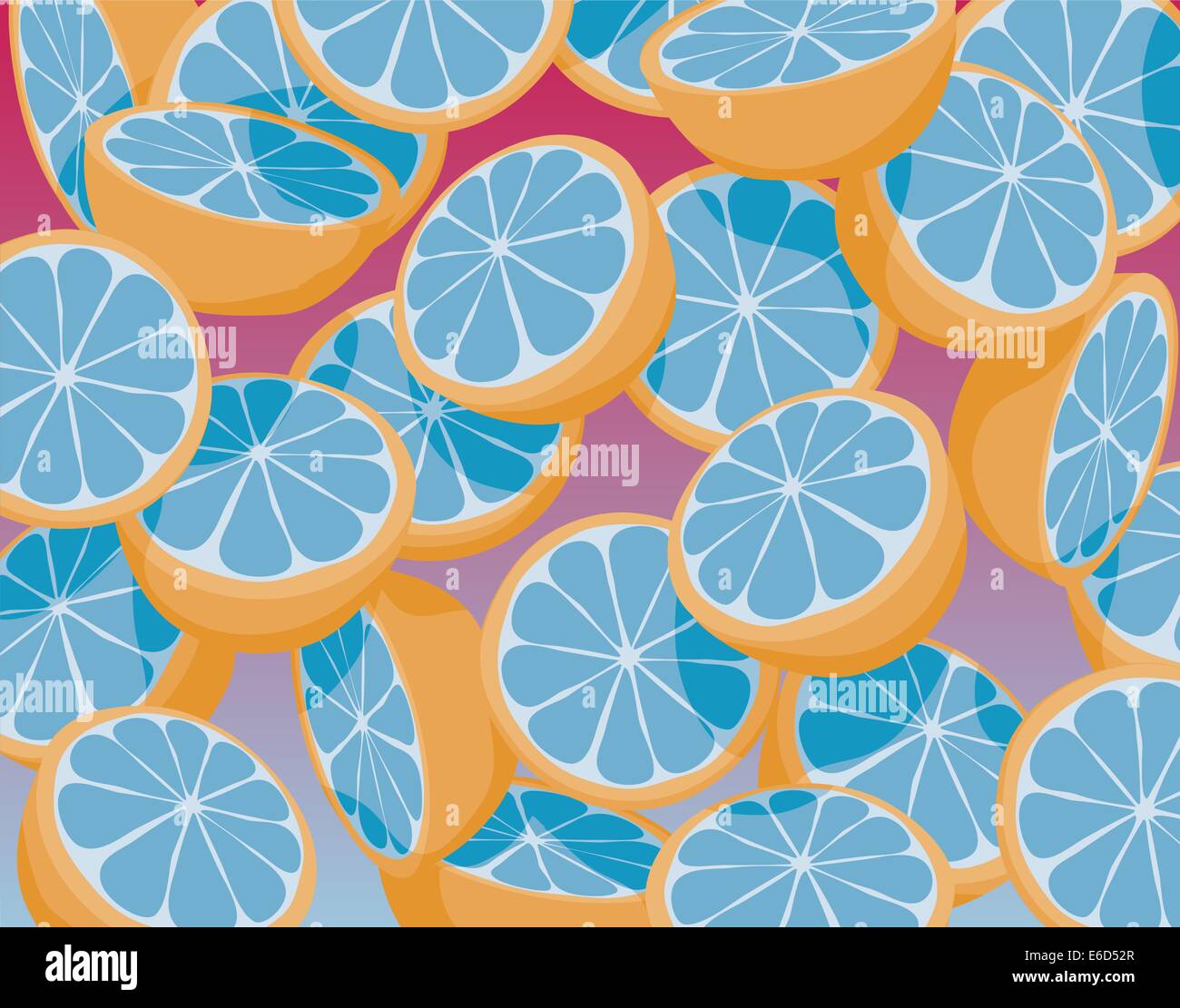 Bearbeitbares Vektor-Illustration des Fallens in Scheiben geschnitten blauen Orangen Stock Vektor