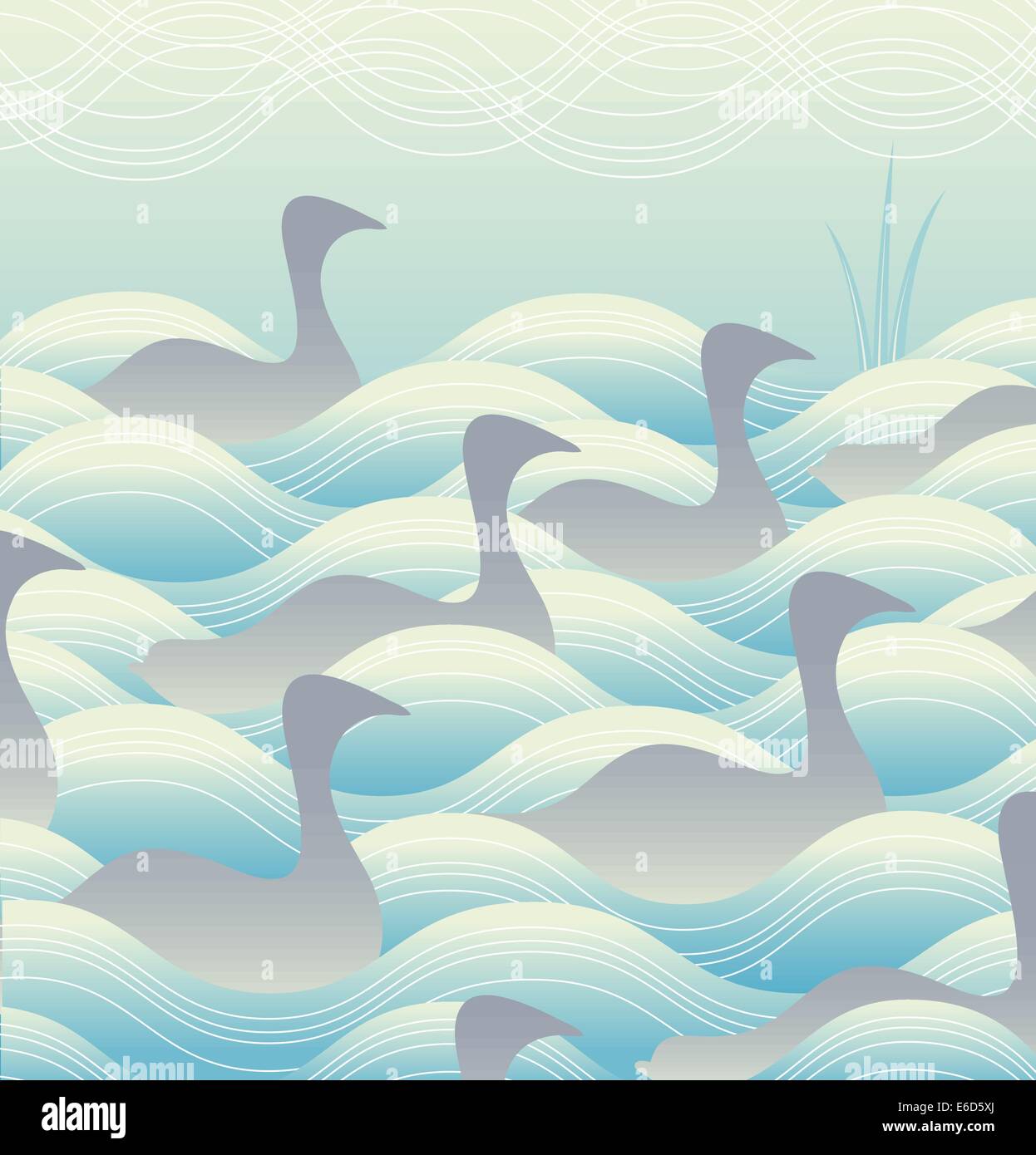 Bearbeitbares Vektor-Illustration eine Herde von Enten oder Gänsen auf dem Wasser Stock Vektor