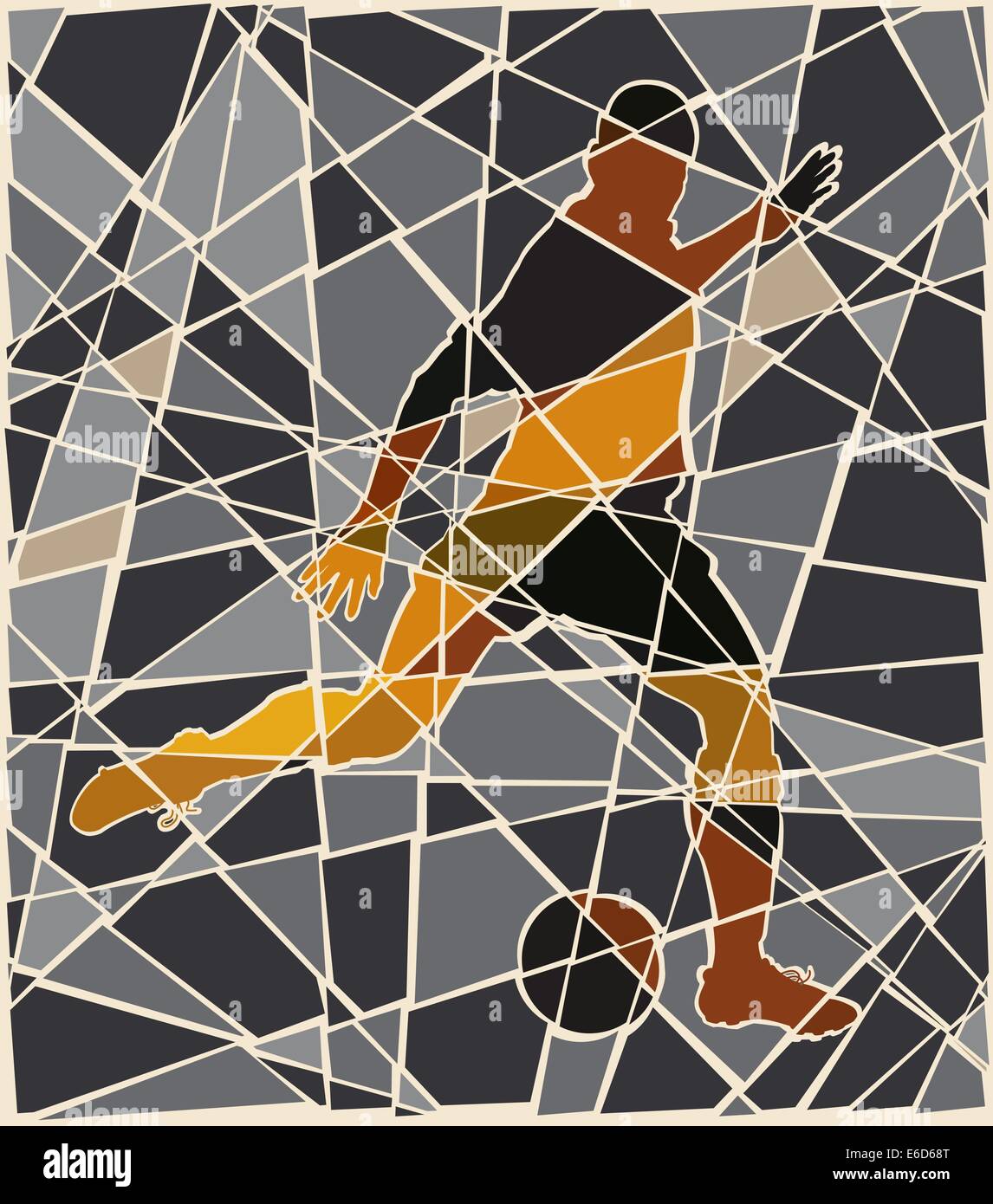 Editierbare Vektorgrafik Mosaik eines Mannes treten einen Fußball Stock Vektor