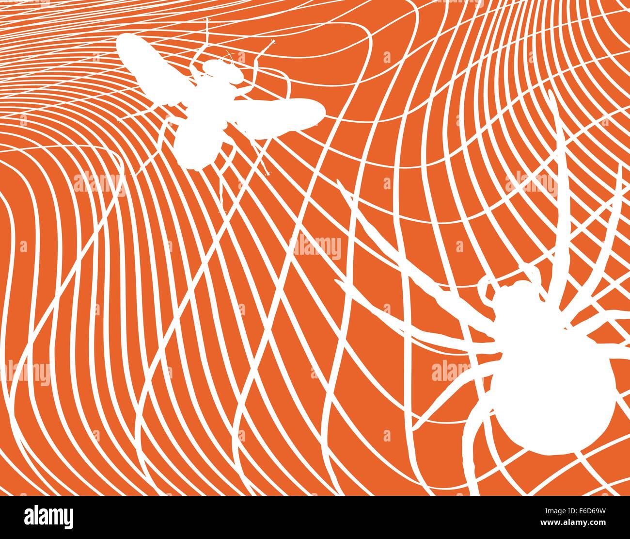Bearbeitbares Vektor-Illustration einer Fliege in einem Spinnennetz mit jedem Element als separates bewegliche Objekt gefangen Stock Vektor
