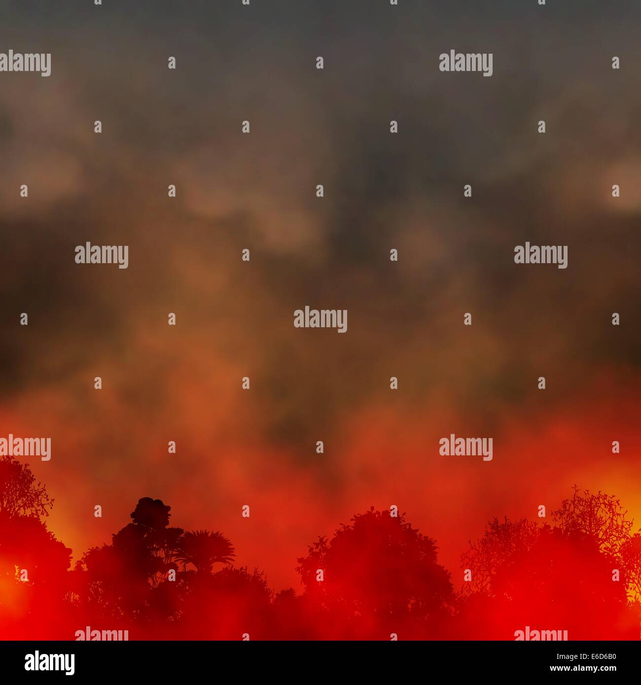 Editierbare Vektorgrafik EPS10 von einem rauchigen Waldbrand unter Verwendung einer Verlaufsgitter Stock Vektor