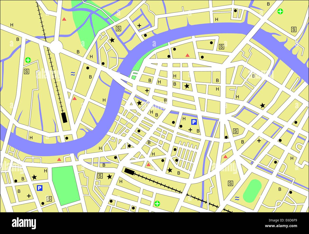Vektor-Streetmap einer generischen Stadt ohne Namen Stock Vektor