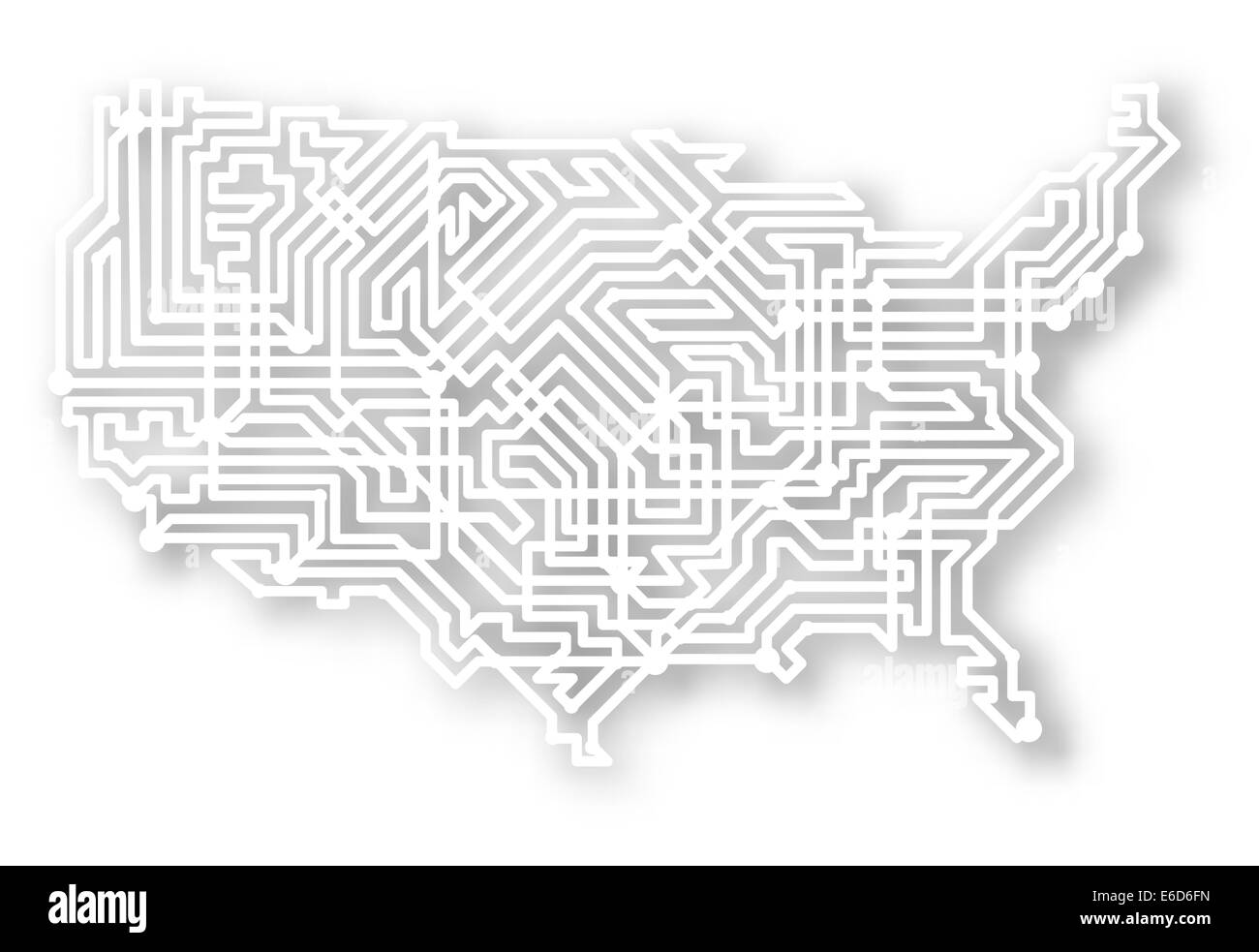 Bearbeitbare Vektorkarte der USA mit Hintergrund Schatten unter Verwendung einer Verlaufsgitter illustrierte Stock Vektor