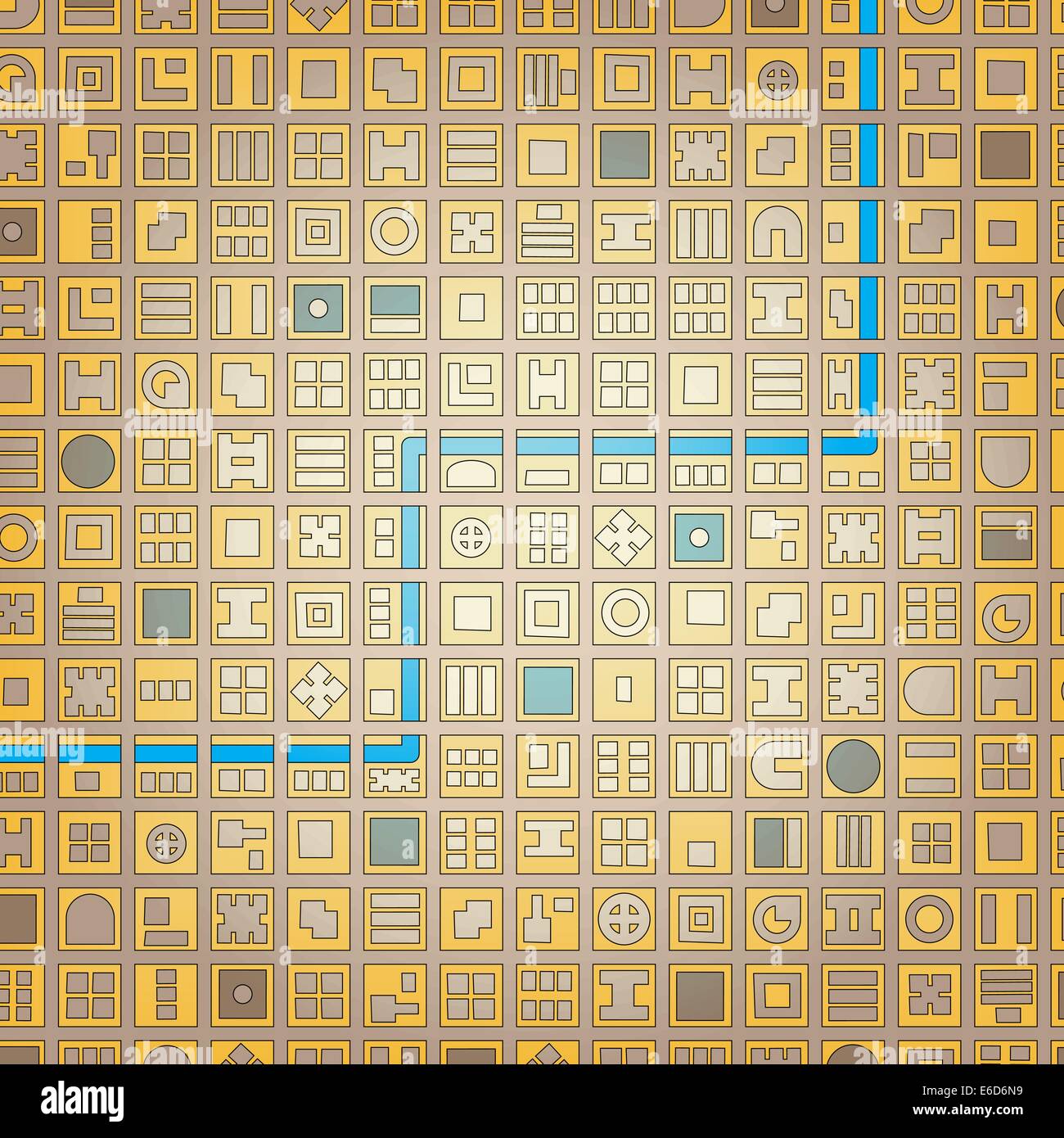 Abstrakte editierbare stilisierte Vektorkarte von einer generischen Stadt in einem Gittermuster Stock Vektor