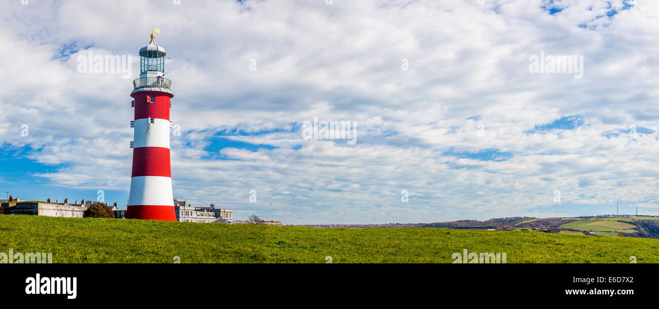 Das ehemalige Eddystone Leuchtturm, Smeatons Tower wurde umgebaut auf Plymouth Hacke zu feiern es bahnbrechendes Design. Stockfoto