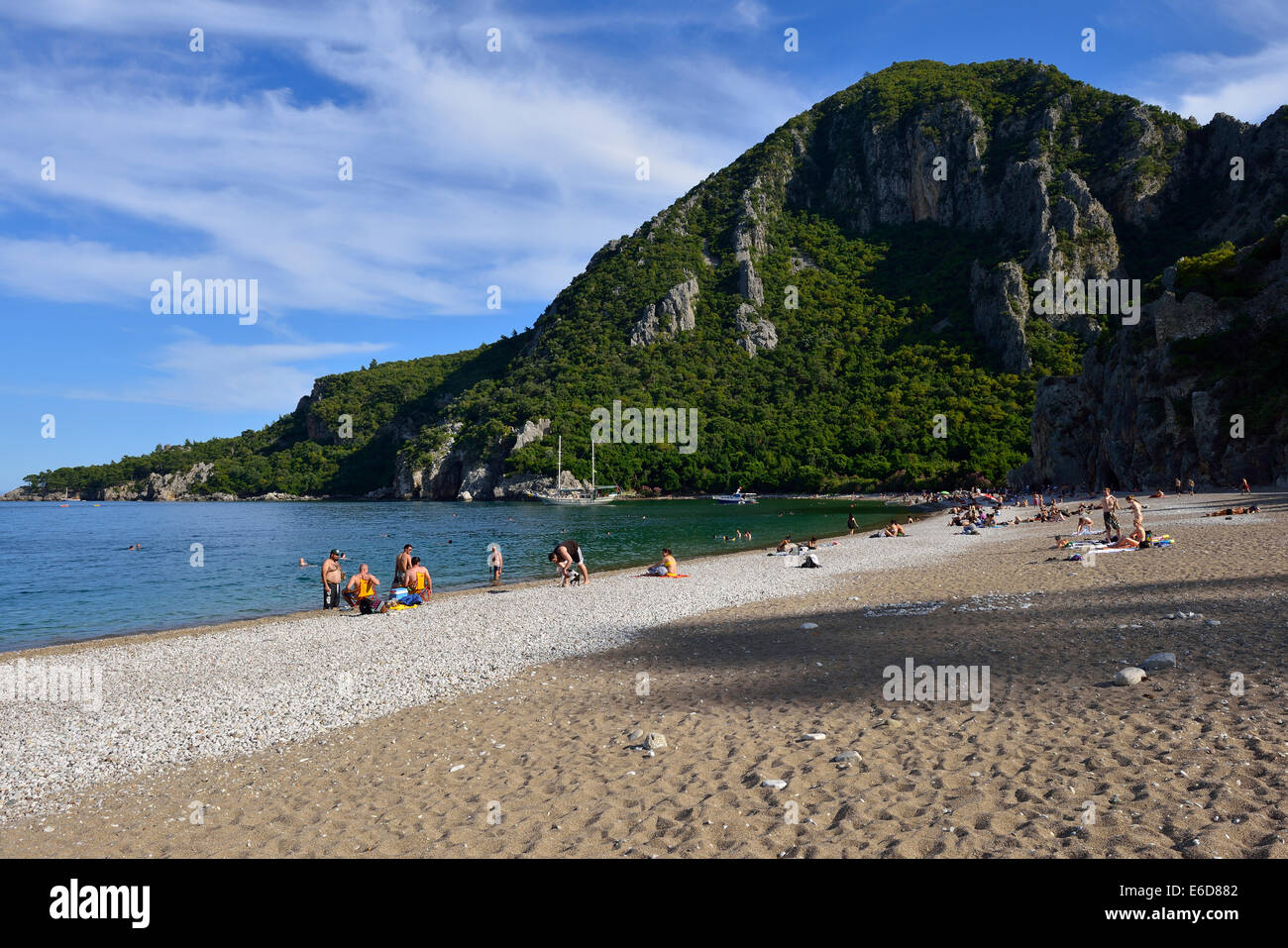 Türkei, Antalya Provinz, Lykien, Olympos insbesondere National Park, Blick über Olympos beach Stockfoto