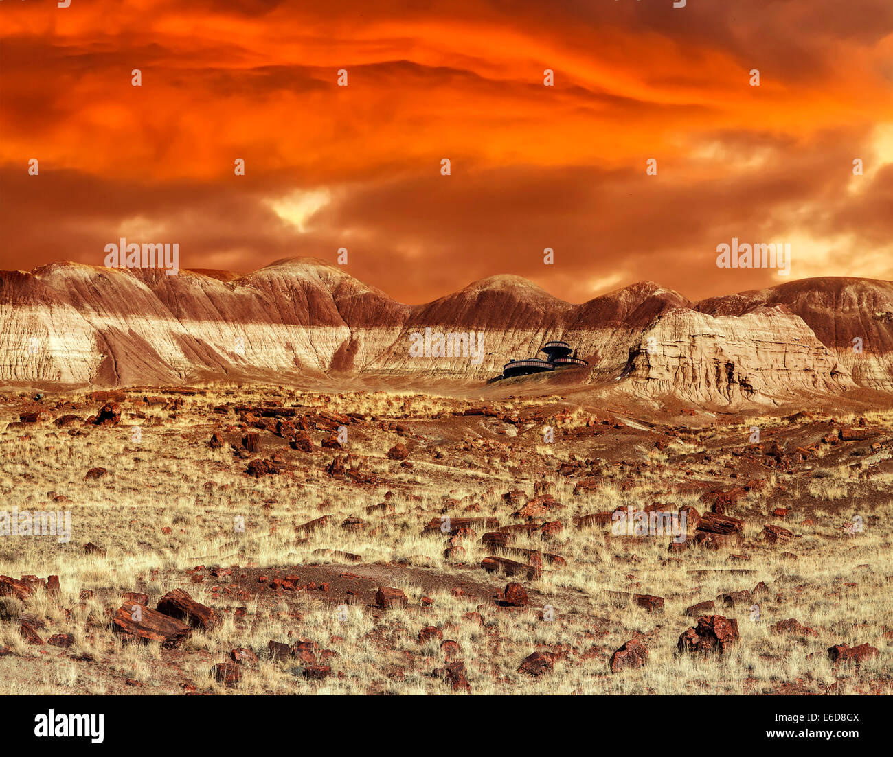 Basis auf dem Mars. Natürliches Design sieht aus wie Marsoberfläche zu abstrahieren. Stockfoto
