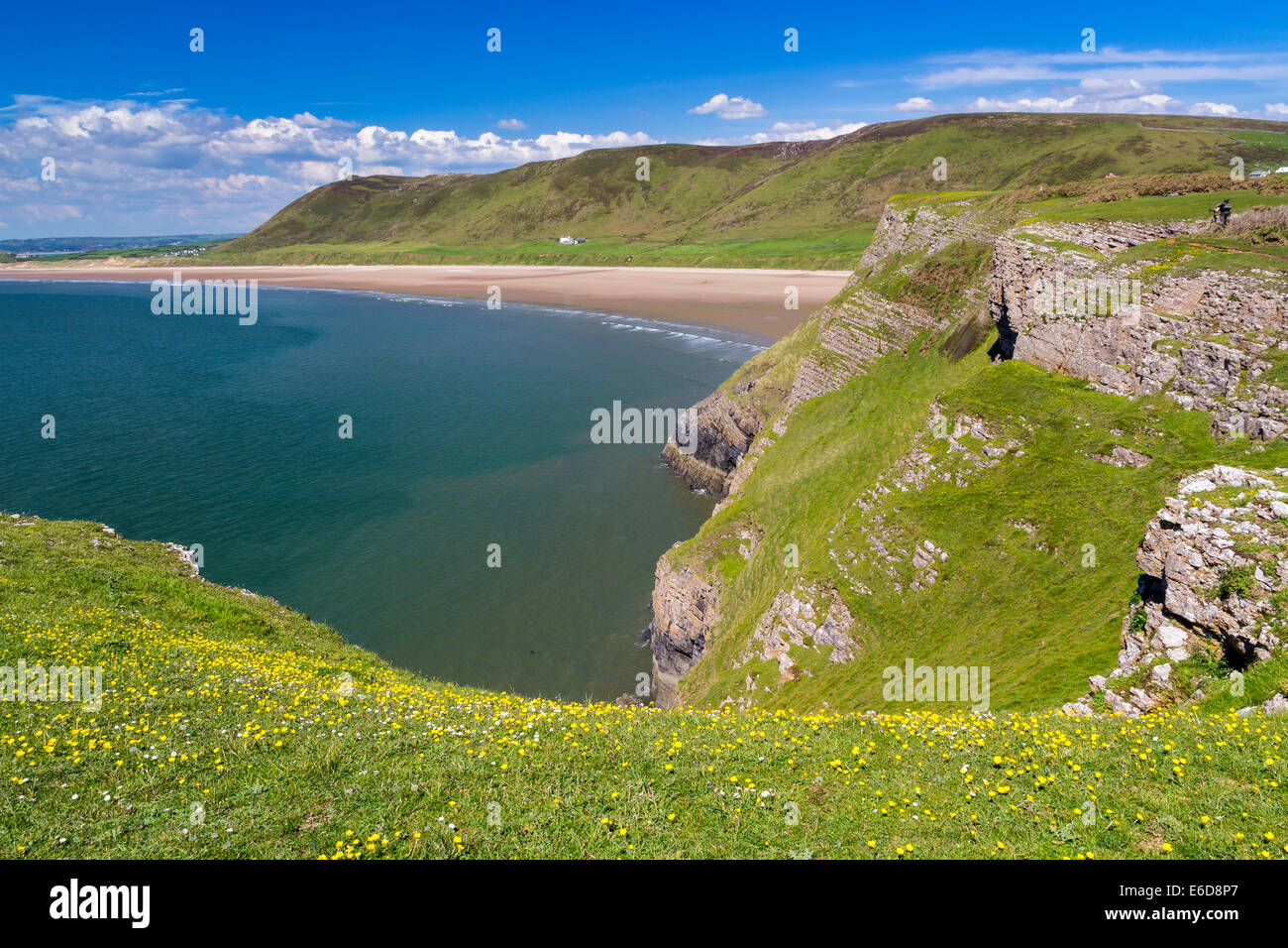 Blick über Rhossili Bucht Wales UK Europa Großbritannien Europa Stockfoto