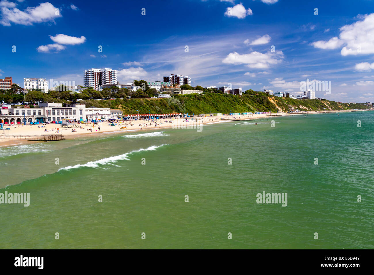 Mit Blick auf Bournemouth Strand fotografiert vom Pier Dorset England UK Europe Stockfoto