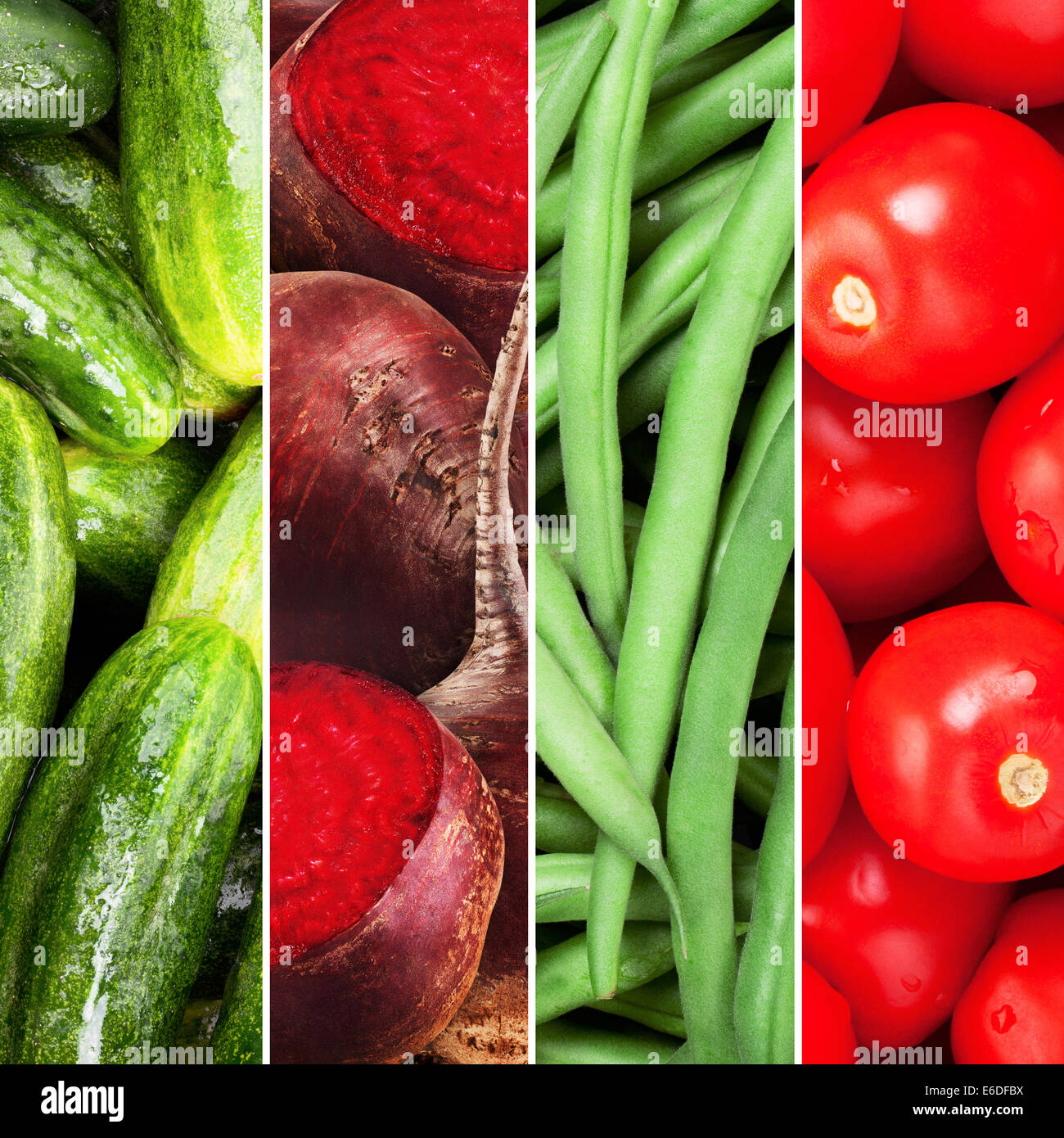 Sammlung von frischen Sommergemüse in Form von vertikalen Streifen Stockfoto