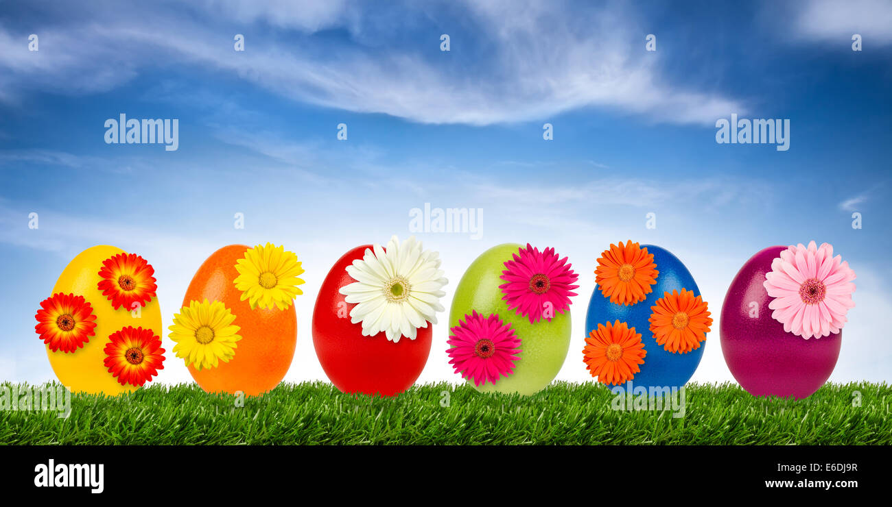 Reihe von verzierten Ostereier Stockfoto