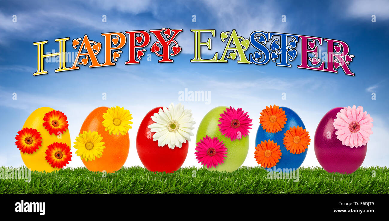 Reihe von verzierten Ostereier Stockfoto