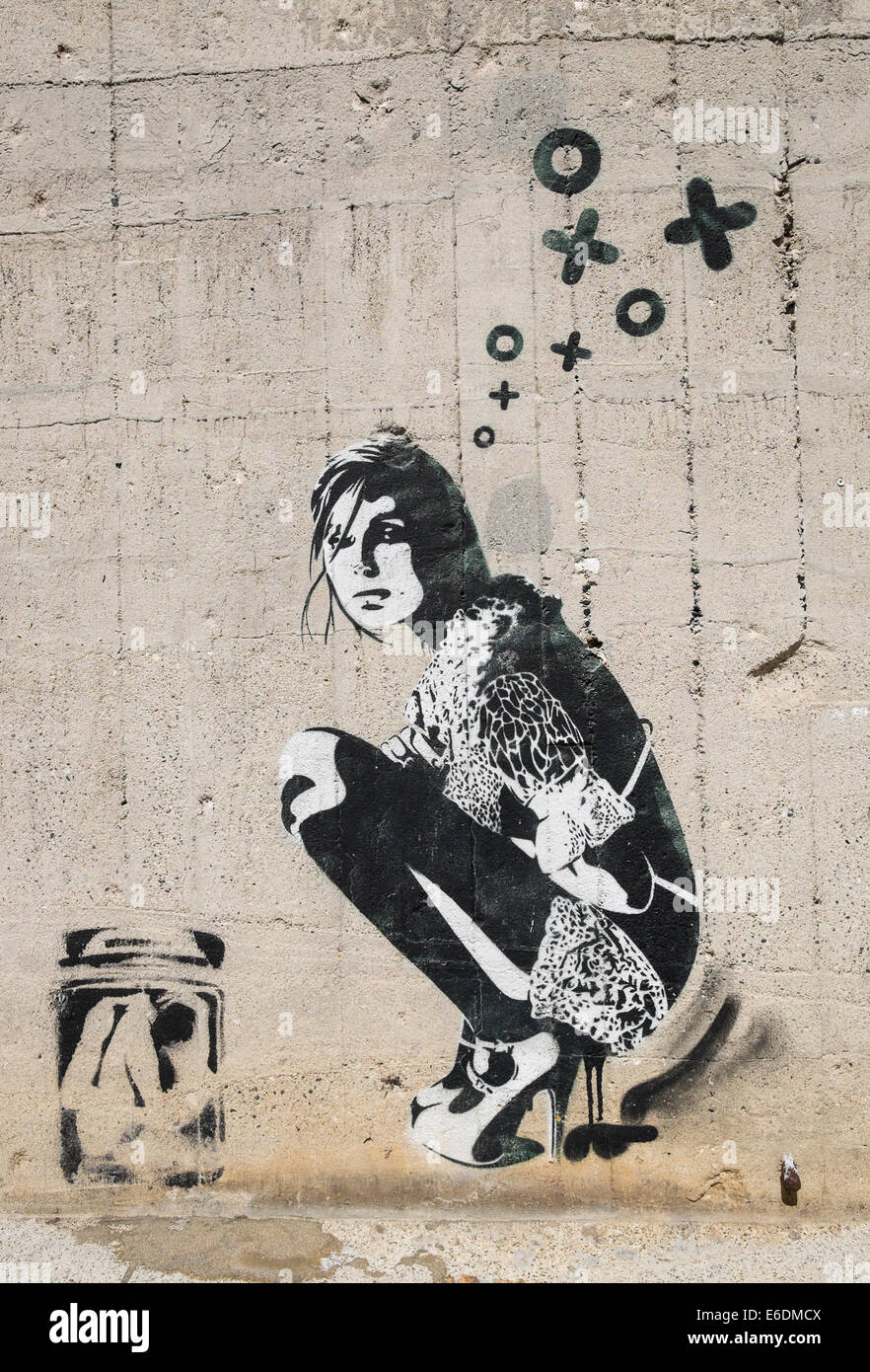 Schablone Streetart durch prominente Künstler Xoooox in Berlin Deutschland Stockfoto