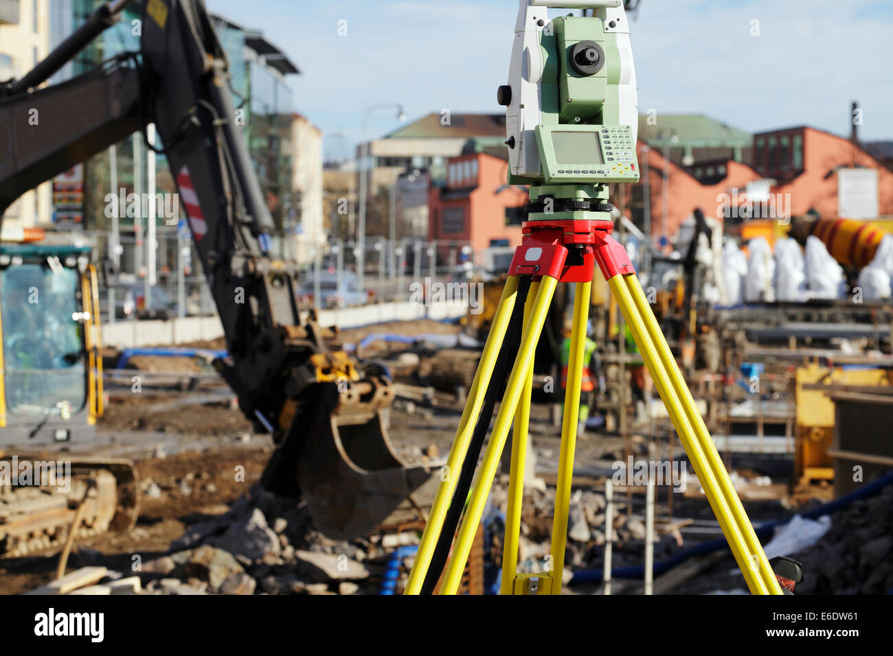 Vermessung-Instrument in der Bauindustrie verwendet Stockfoto