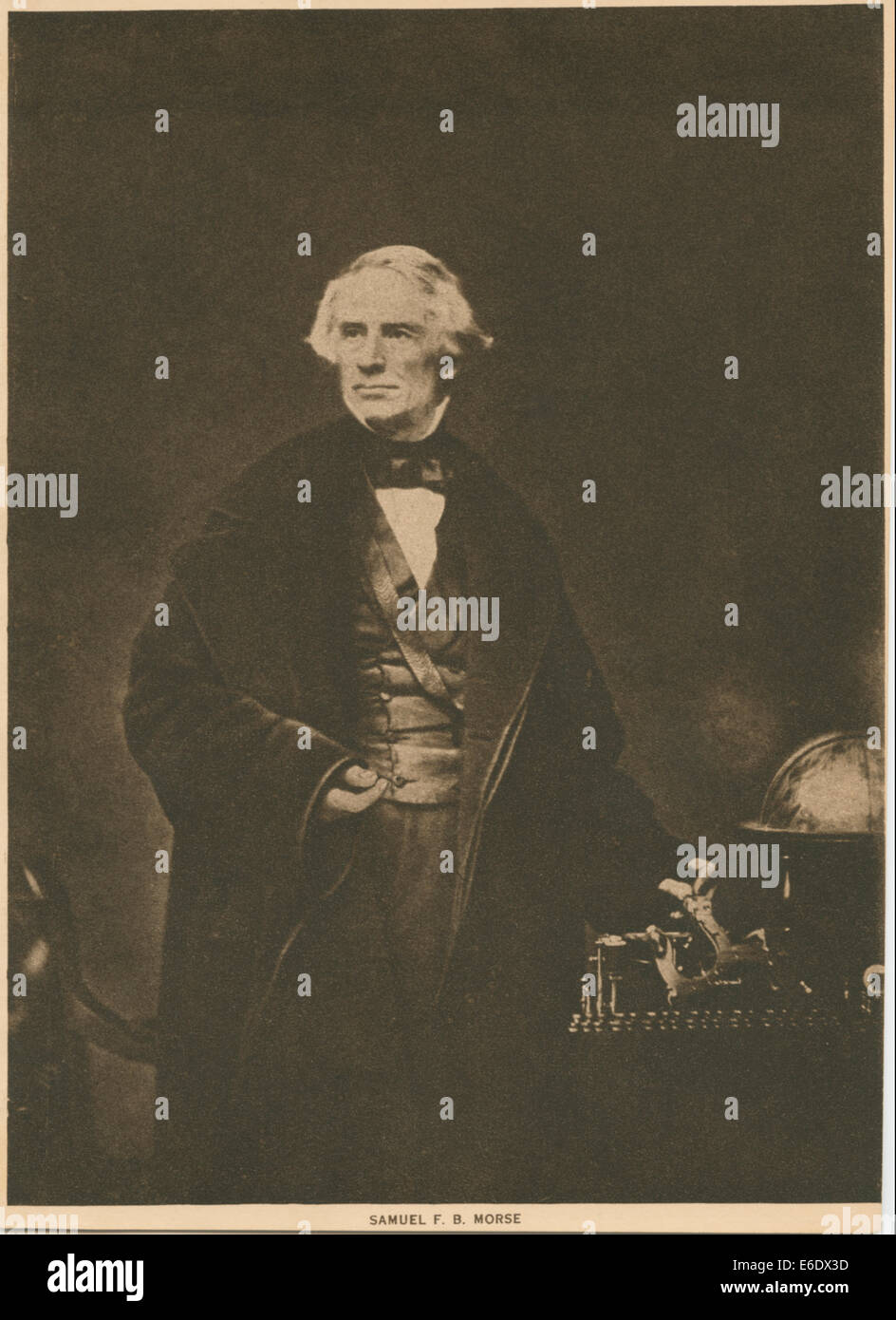 Samuel F. B. Morse, Porträt mit Hand am Fernschreiber, ca. 1845 Stockfoto