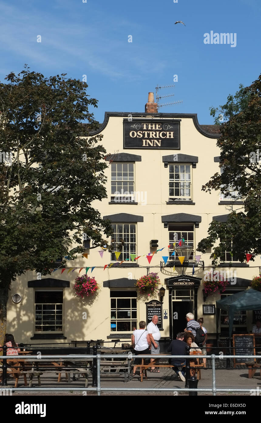 Bekannte Bristol historischen Pub, The Ostrich direkt am Wasser, ein sehr Pappel im Sommer draußen sitzen, August 2014 Stockfoto