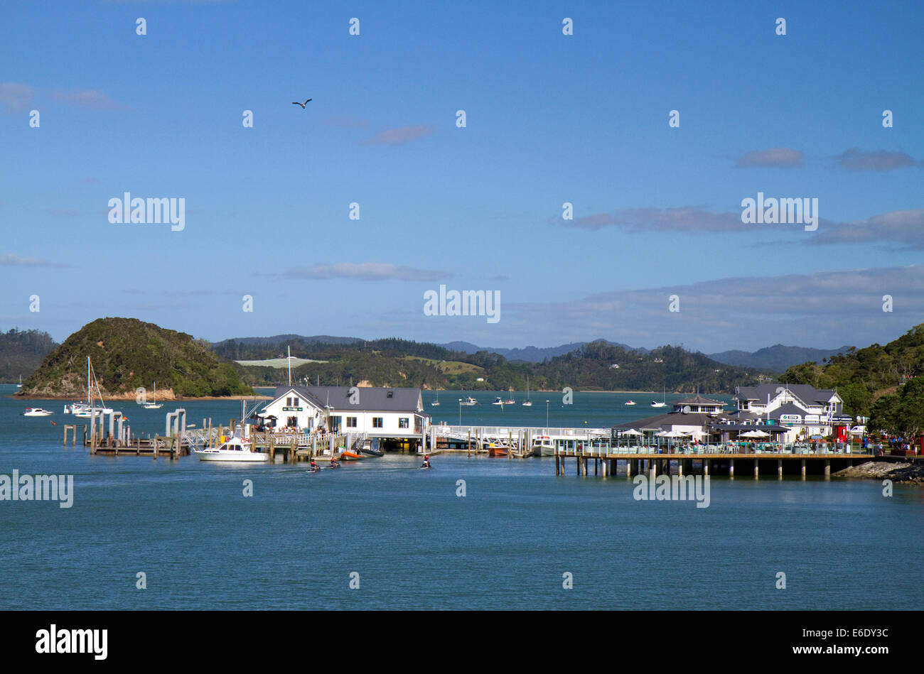 Bucht der Inseln in der Stadt von Paihia, Nordinsel, Neuseeland. Stockfoto