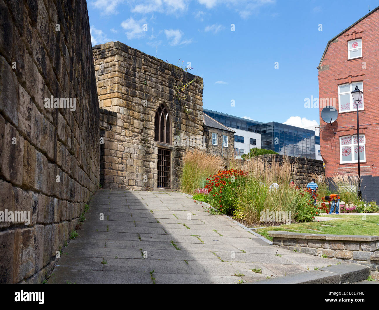 Historische Stadtmauer Newcastle Stockfoto