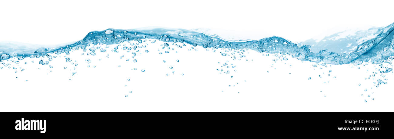 Wasseroberfläche mit Blase und Welle Stockfoto
