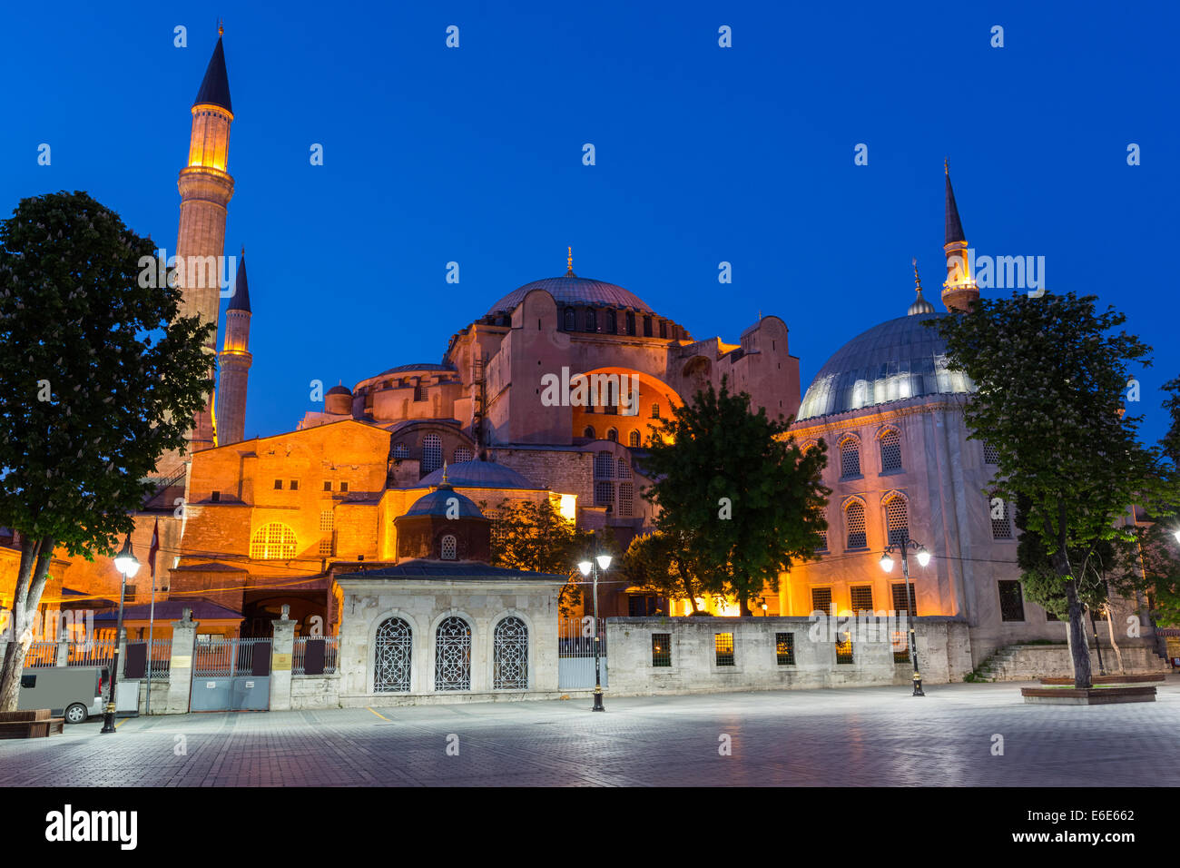 Nachtansicht der Hagia Sophia, Istanbul Türkei Stockfoto