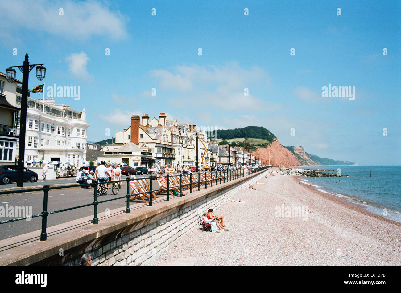 Sidmouth, East Devon UK direkt am Meer im Juni Stockfoto