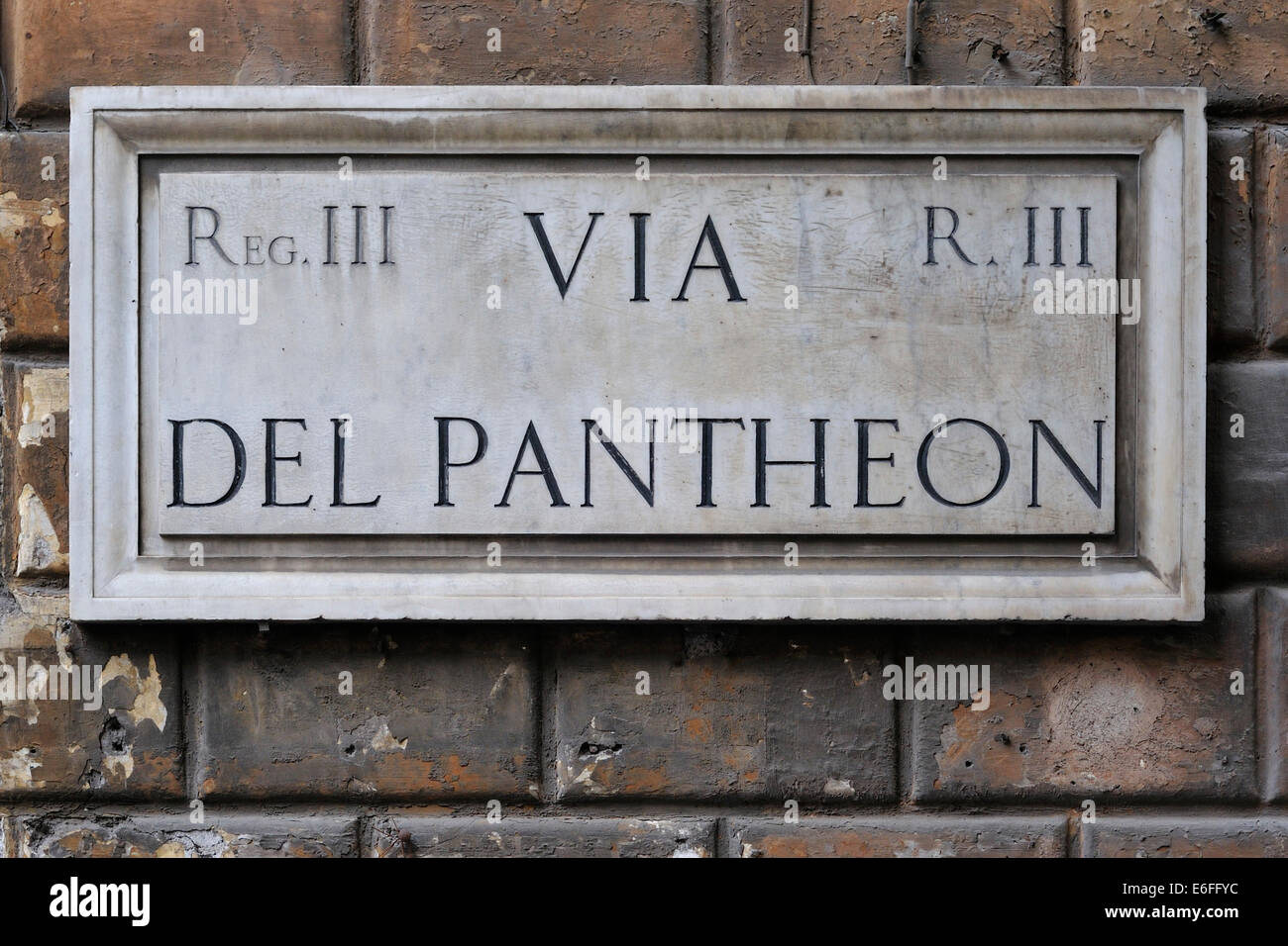 Via del Pantheon Straßenschild Rom Italien Stockfoto