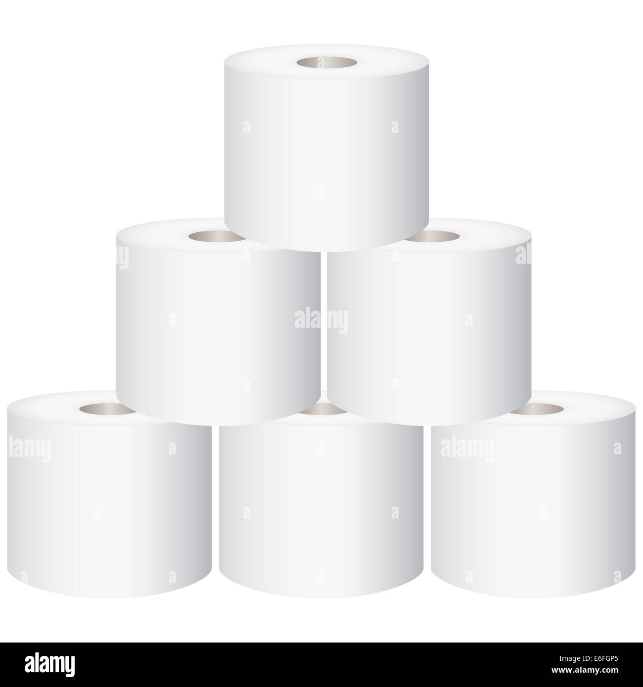 Toilettenpapier, WC-Papier isoliert auf weißem Hintergrund, Vektor Stockfoto