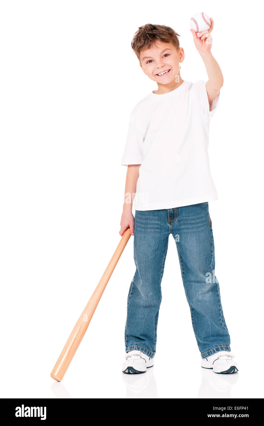 Junge mit Baseballschläger Stockfoto