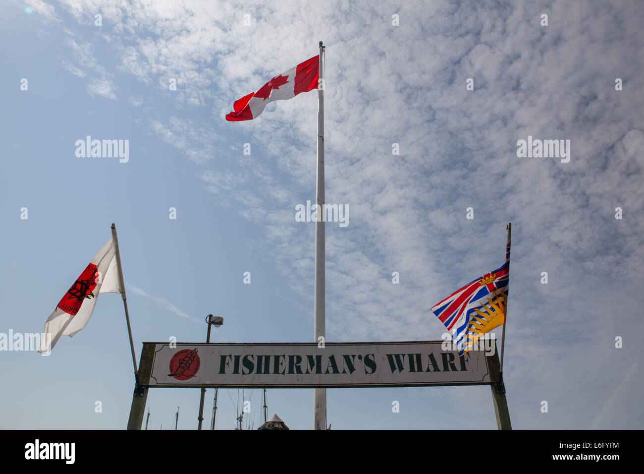 Vancouver Fisherman Wharf Fahnen Stockfoto
