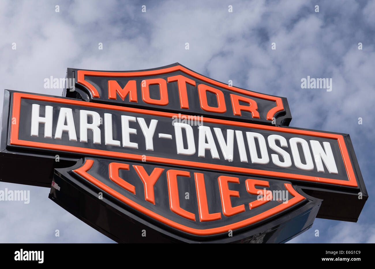 Harley-Davidson Motor Cycles Autobahn Zeichen, USA Stockfoto