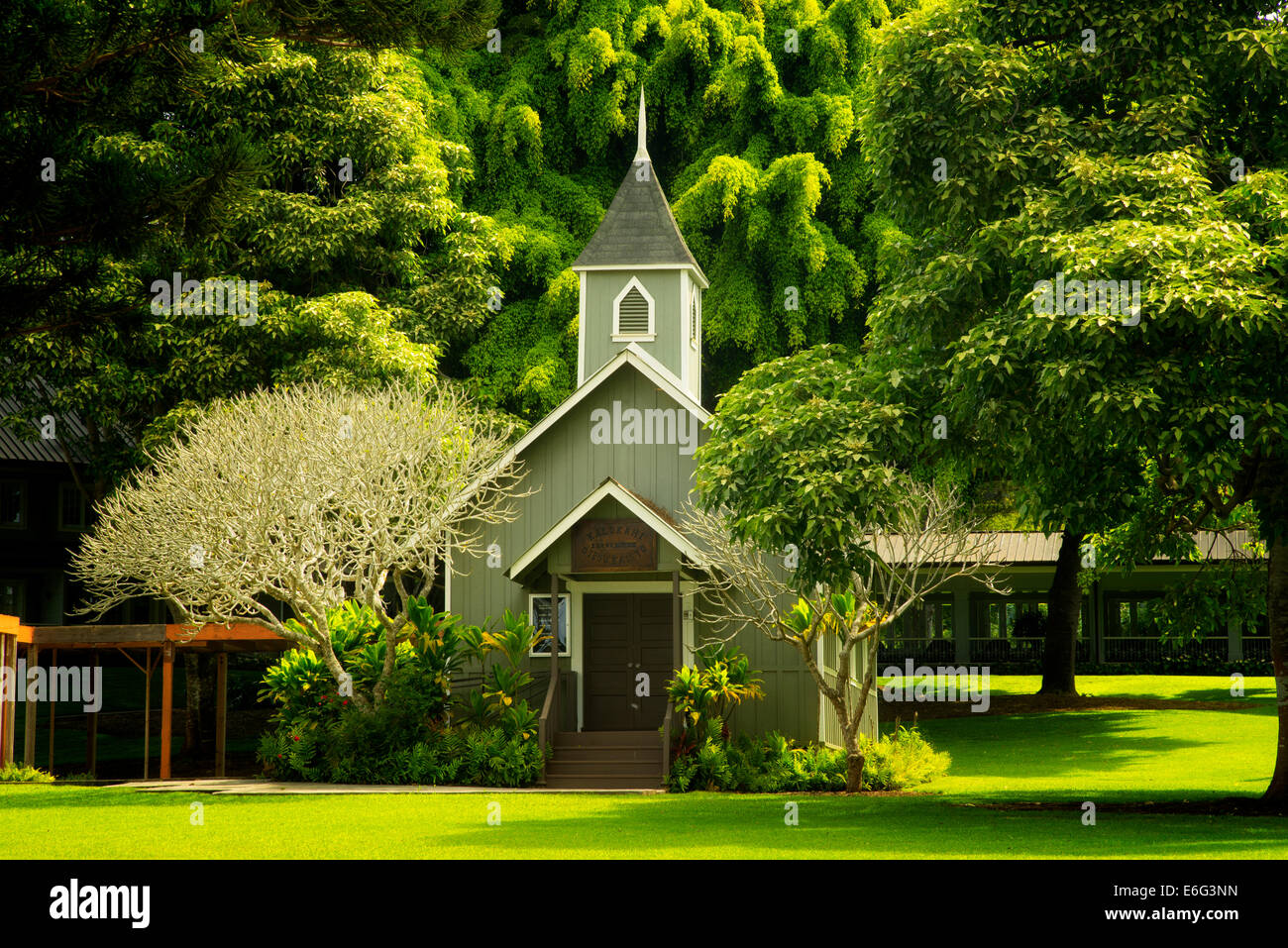 Kirche in vier Jahreszeiten Lodge at Koele. Lanai, Hawaii. Stockfoto