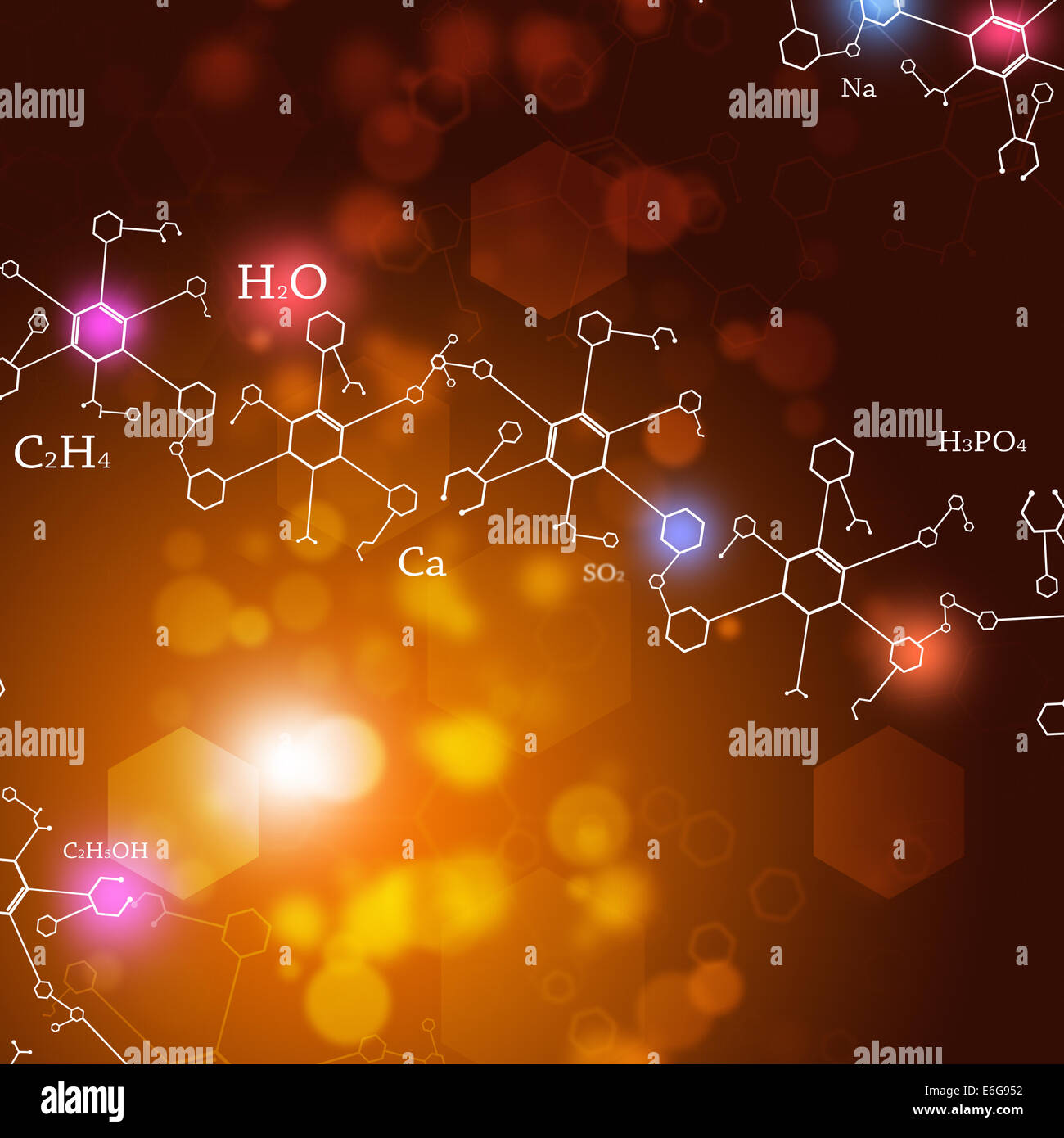 abstrakte Wissenschaft und Technik Hintergrund mit Chemie-Elementen Stockfoto