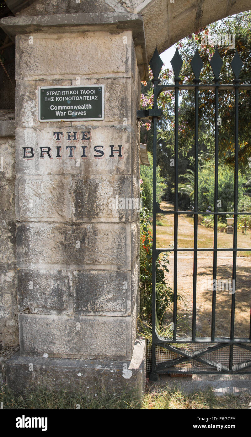 Sehenswürdigkeiten in Korfu Stadt: interessanter Ort - alten alten britischen Friedhof aus dem ersten Weltkrieg. Stockfoto