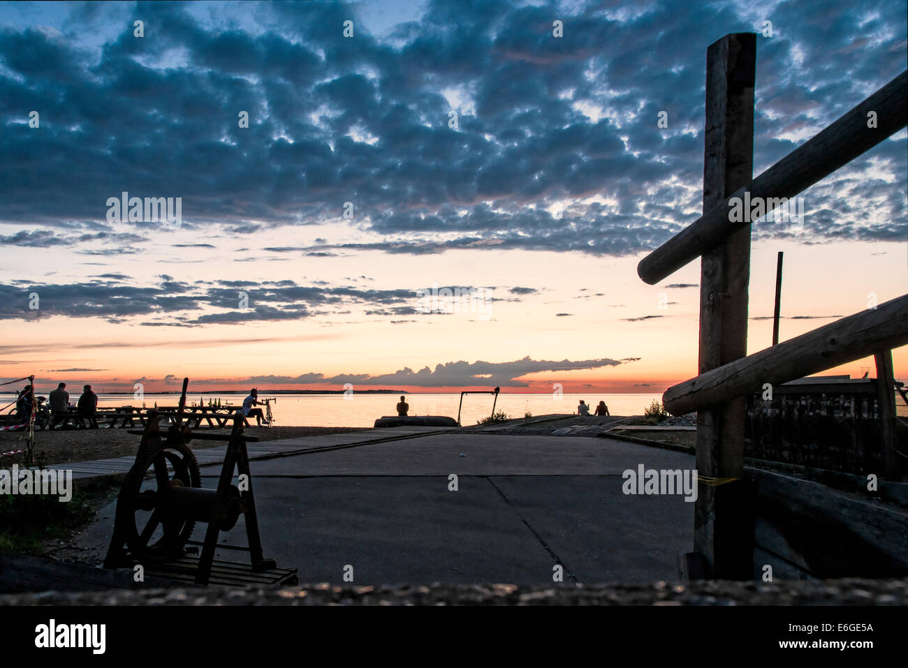 Whitstable Vorland bei Sonnenuntergang Stockfoto