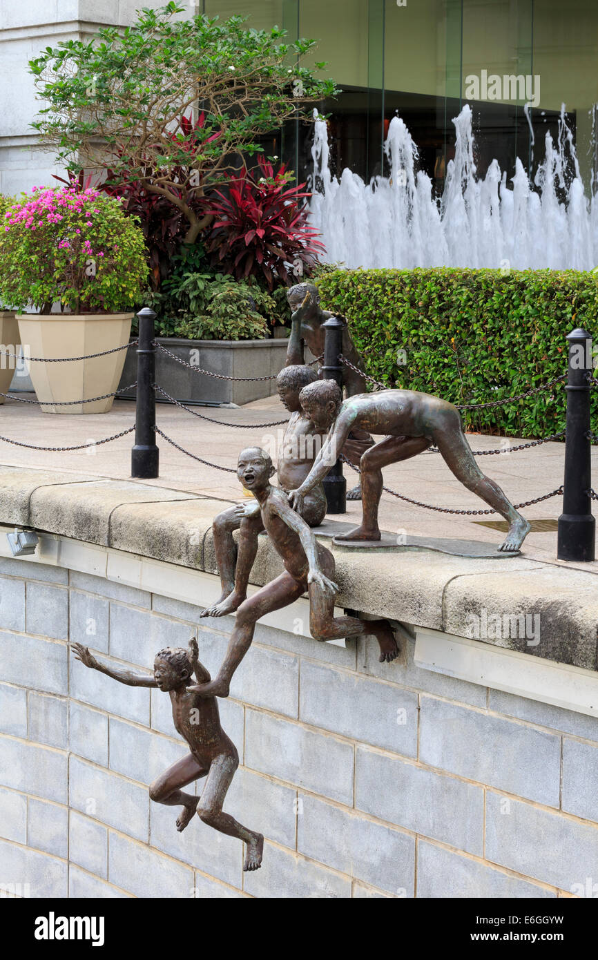 Die erste Generation-Skulptur von Chong Fah Cheong auf dem Singapore River, Singapur, Asien Stockfoto